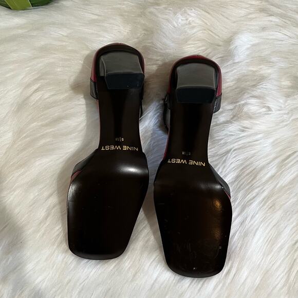 NEW Nine West Leather Y2K Two Tone Square Chunky Heel Ankle Wrap Pump 5.5 NWOT - Picture 13 of 15